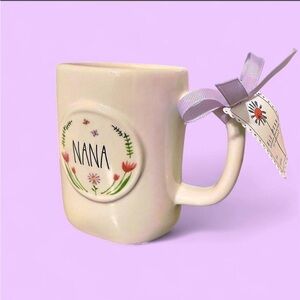 Rae Dunn Cream “Nana” Ceramic Mug with Purple Ribbon